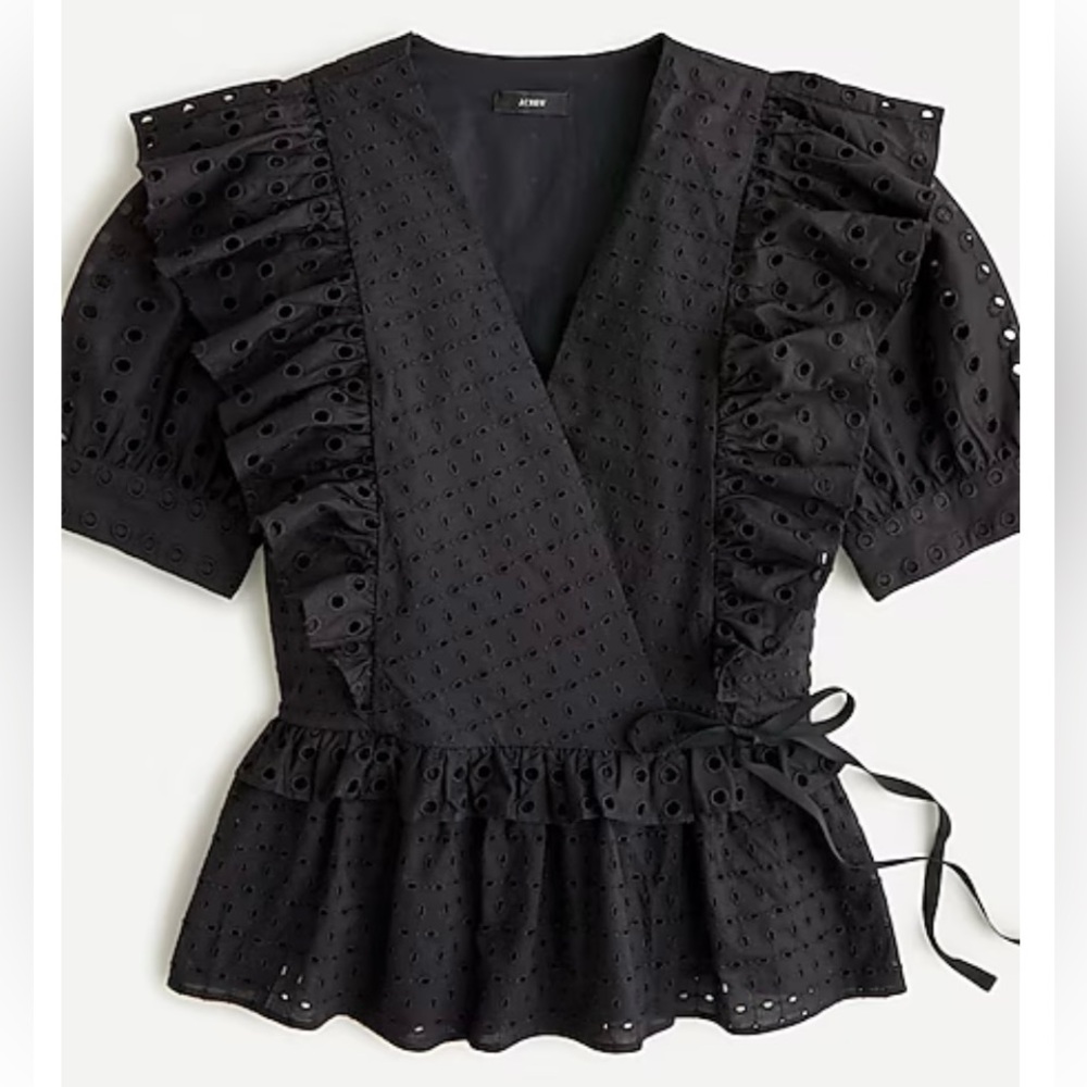 NWOT J Crew Ruffle Wrap Top in Eyelet Sz S